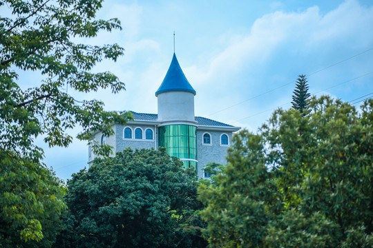 石岩湖湿地公园的欧式建筑