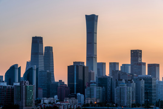 中国首都北京CBD清晨风光