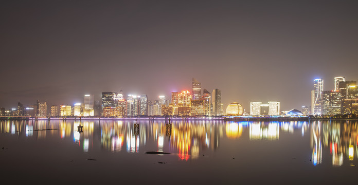 杭州钱江新城夜景高清全景