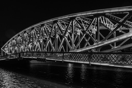 上海浙江路桥黑白夜景