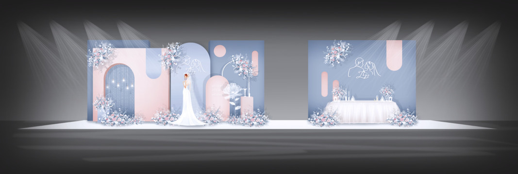 藍(lán)粉色小清新婚禮