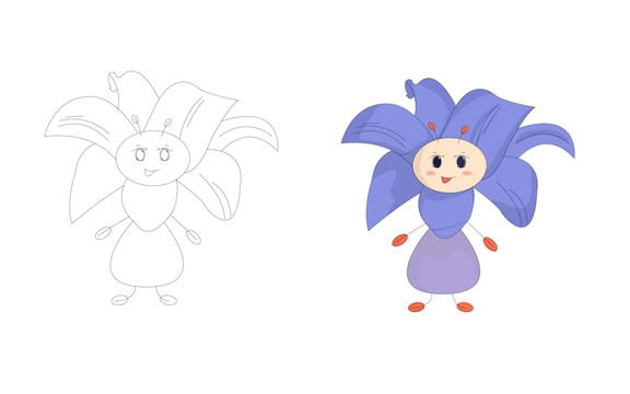 AI矢量花精靈插畫