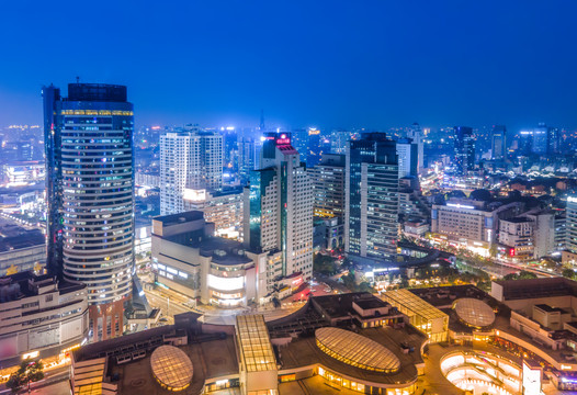 航拍寧波建筑景觀夜景