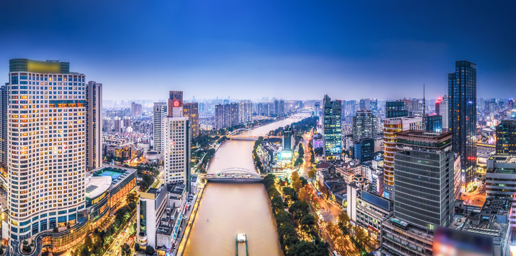 航拍浙江宁波高清大画幅夜景