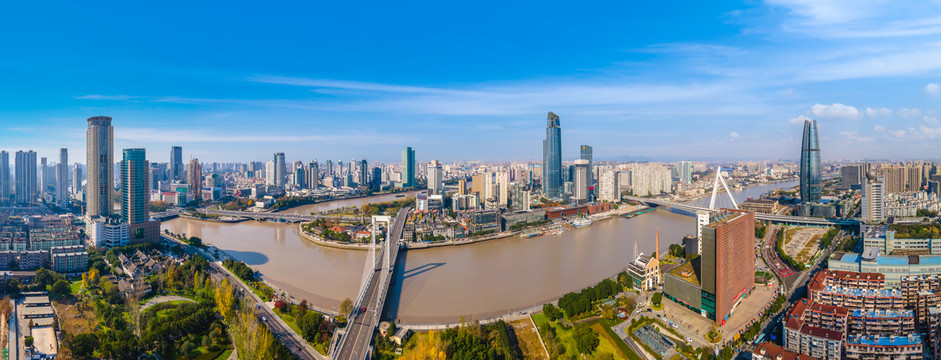 航拍浙江宁波城市风光全景大画幅