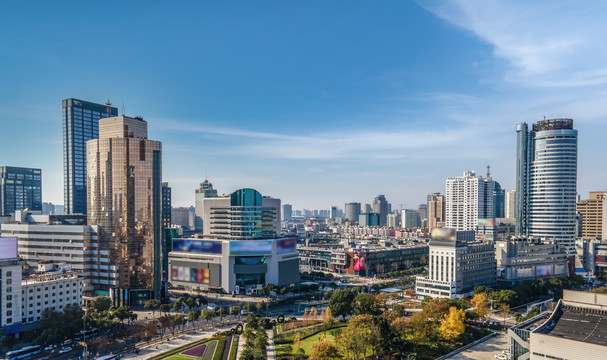 航拍浙江宁波城市景观