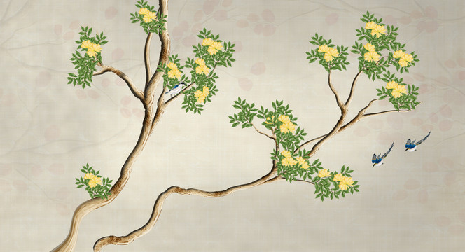 花鳥壁畫