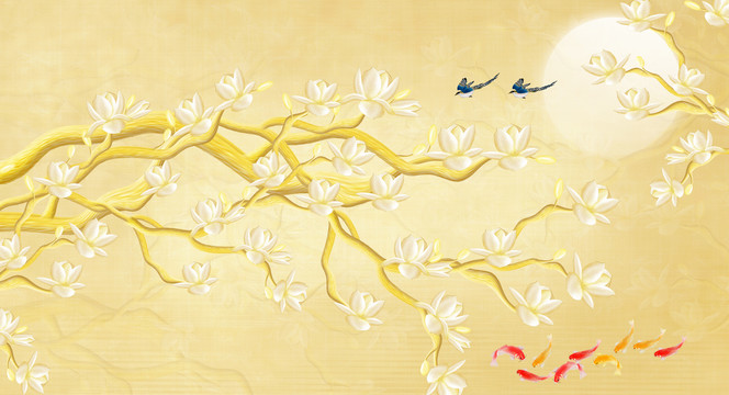 玉蘭花壁畫