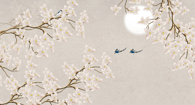 花鳥壁畫