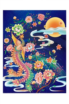 鳳凰分層設計噴繪插畫高清圖