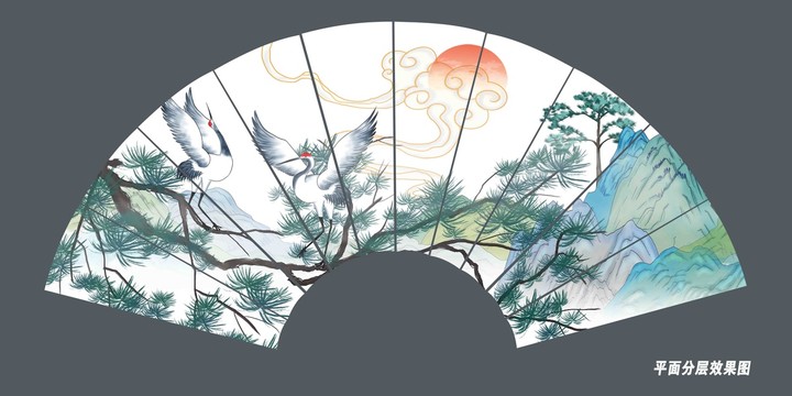 迎客松折扇插畫(huà)