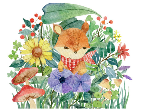 紫花狐貍圖