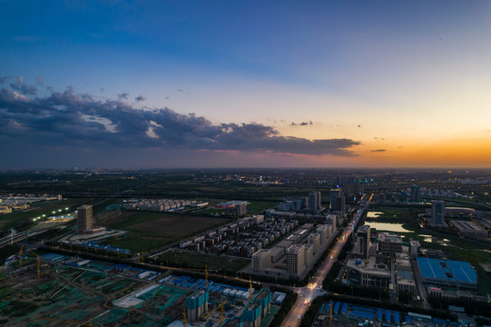 城市夜景道路交通航拍