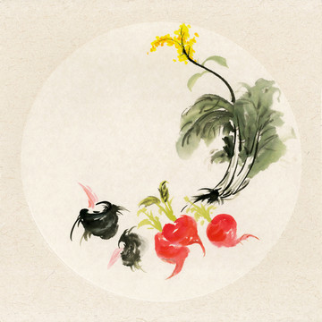 國(guó)畫蔬菜蘿卜