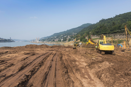 四川宜宾大溪口立交桥施工场景