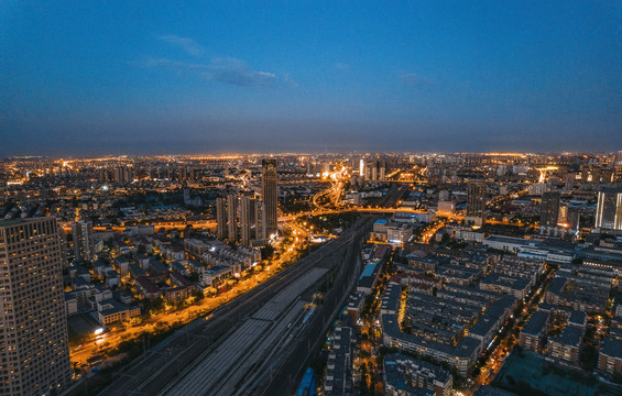 城市夜景建筑航拍