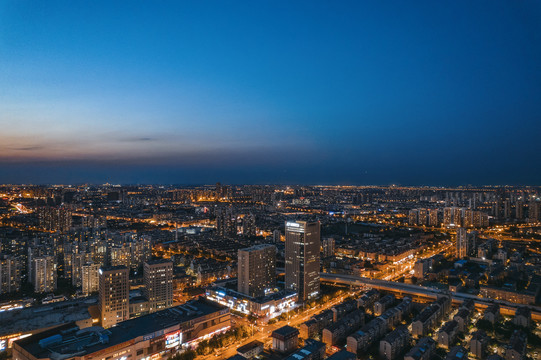 城市夜景建筑航拍