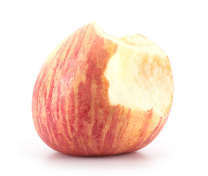 白背景上咬一口的苹果