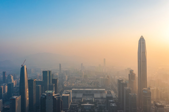 广东省深圳市福田区城市风光黄昏