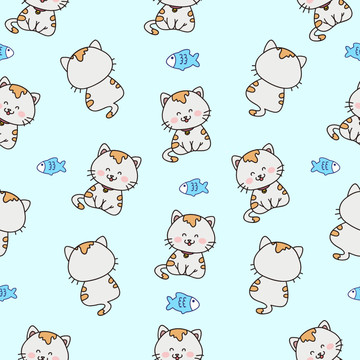 小奶貓四方連續(xù)圖案