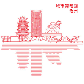 沧州城市简笔画