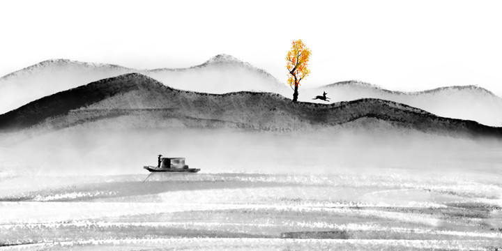 水墨風(fēng)景裝飾畫