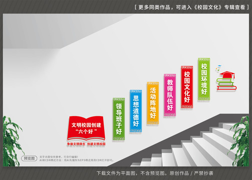 文明校園六個(gè)好樓梯文化墻