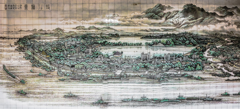 浔阳胜景瓷板画