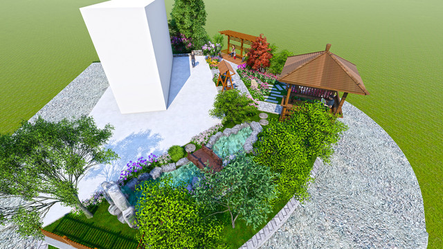 民宿花园庭院景观设计效果图