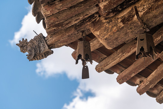 中国传统木塔屋檐和风铃