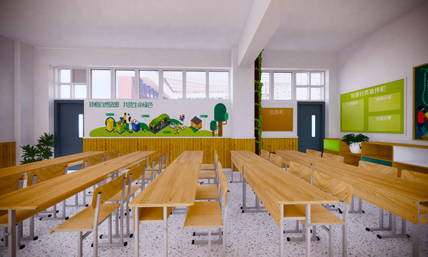 校园教室室内装饰方案效果图