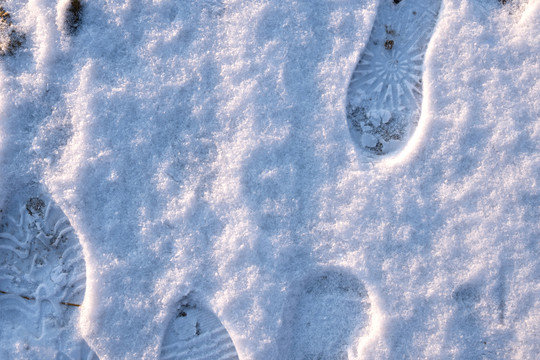 地面上的雪和脚印