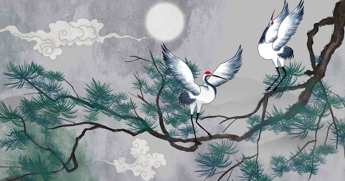 迎客松古風(fēng)裝飾畫(huà)