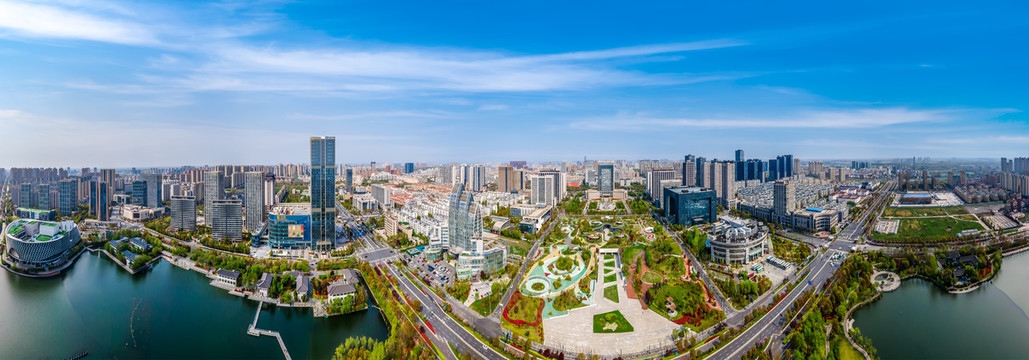 航拍江苏盐城城市风貌全景大画幅