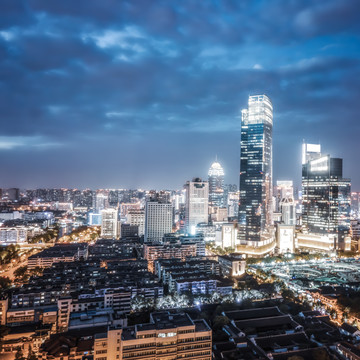 航拍江苏无锡城市夜景