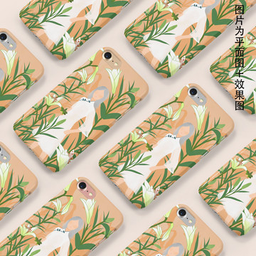 手機(jī)殼插畫百合旗袍女孩