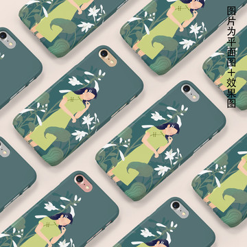 手機殼插畫玉簪旗袍女孩