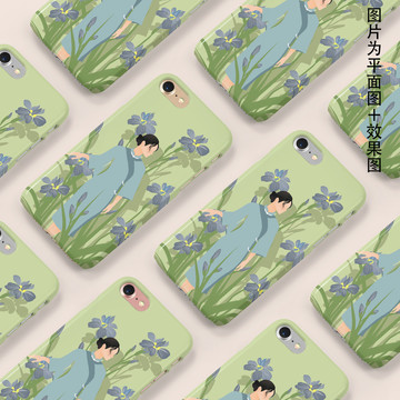 手機(jī)殼插畫鳶尾旗袍女孩