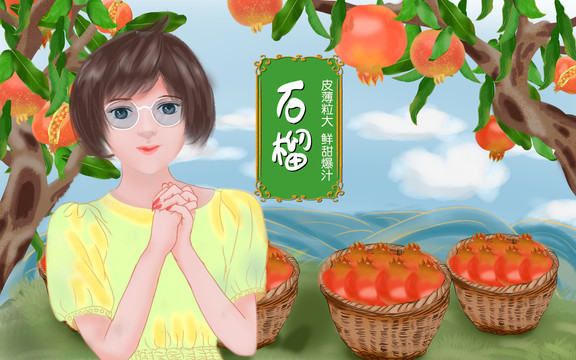 石榴包裝插畫