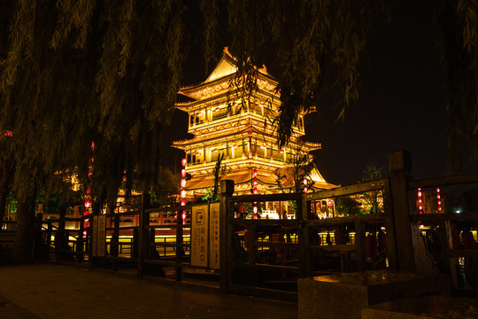 江北水乡运河古城台儿庄夜景