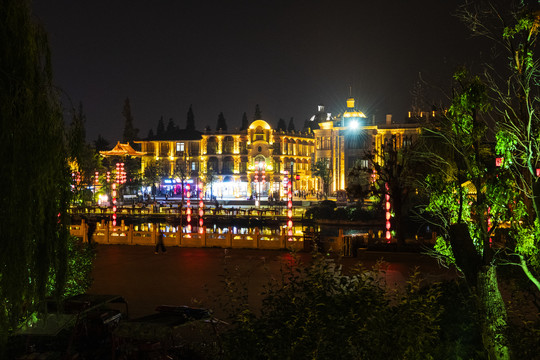 江北水乡运河古城台儿庄夜景