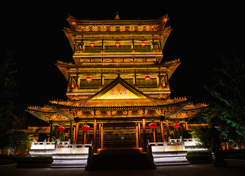 江北水乡运河古城台儿庄夜景