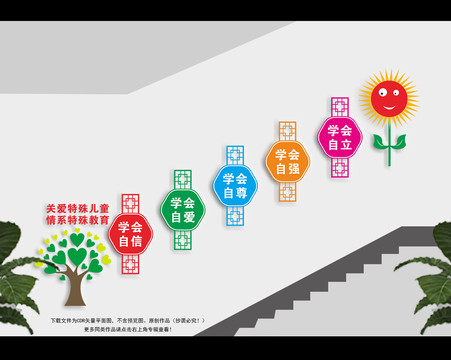 殘疾人學(xué)校樓梯文化墻