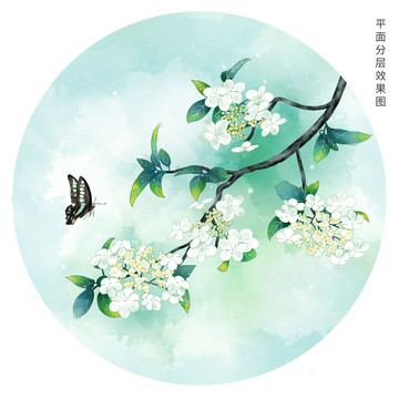 手繪古風(fēng)瓊花