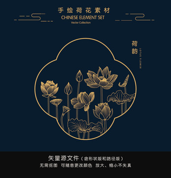 手繪荷花圖案