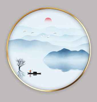 现代简约新中式山水装饰画