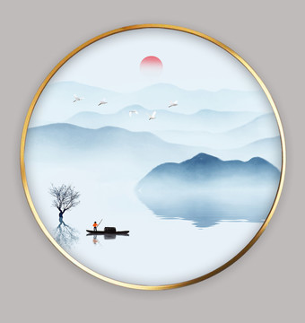 現(xiàn)代簡(jiǎn)約新中式山水裝飾畫