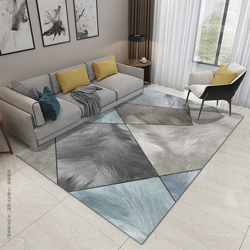 现代北欧几何灰色布纹地毯地垫