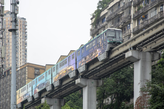 重庆城市轻轨景观