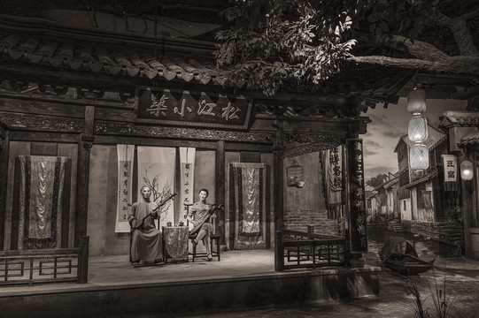 老上海戏台民间艺术演出老照片